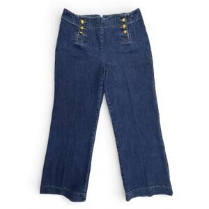 Vintage Lauren Jean Co. Jeans Denim Sailor Womens 10P Blue Wide Leg 6 Button